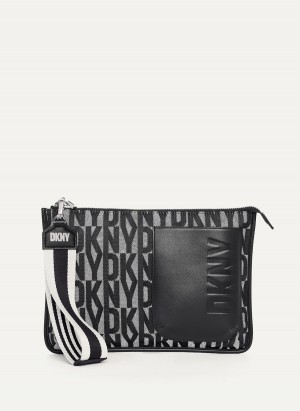 Black Dkny Prospect Logo Women's Pouches | J4936533