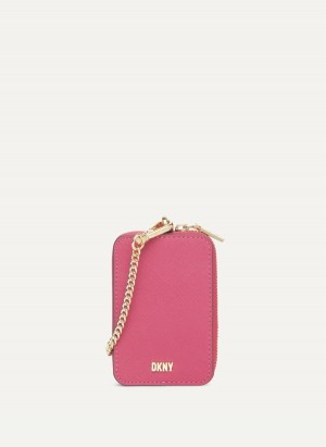 Pink Dkny Sidney Card Women's Pouches | U8670893