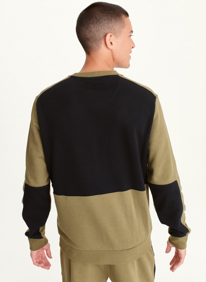 Black Dkny Color Block Crew Neck Men's Long Sleeve | V1389855