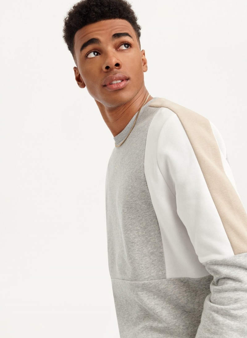 Black Dkny Colorblock French Terry Front Logo Men's Sweatshirts | P2274308