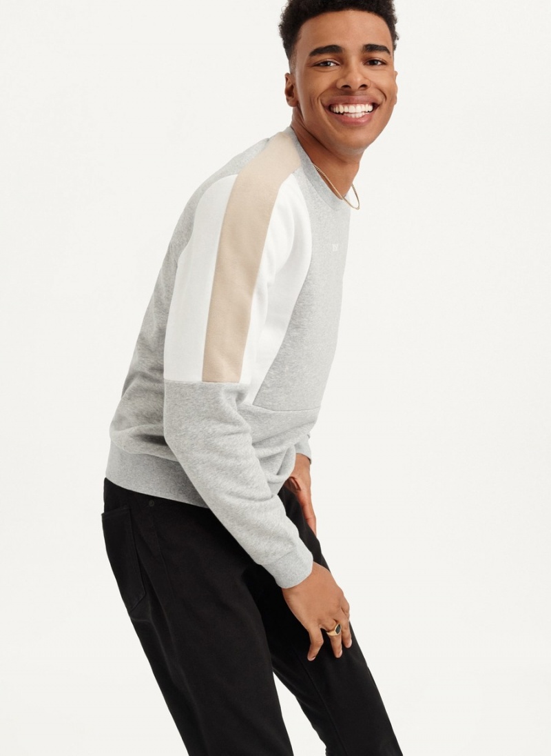 Black Dkny Colorblock French Terry Front Logo Men's Sweatshirts | P2274308