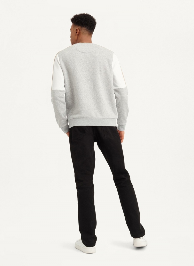 Black Dkny Colorblock French Terry Front Logo Men's Sweatshirts | P2274308