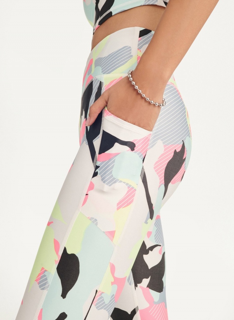 Multicolor Dkny Camo Floral Print High Waist With Pocket Women's Leggings | E9221996