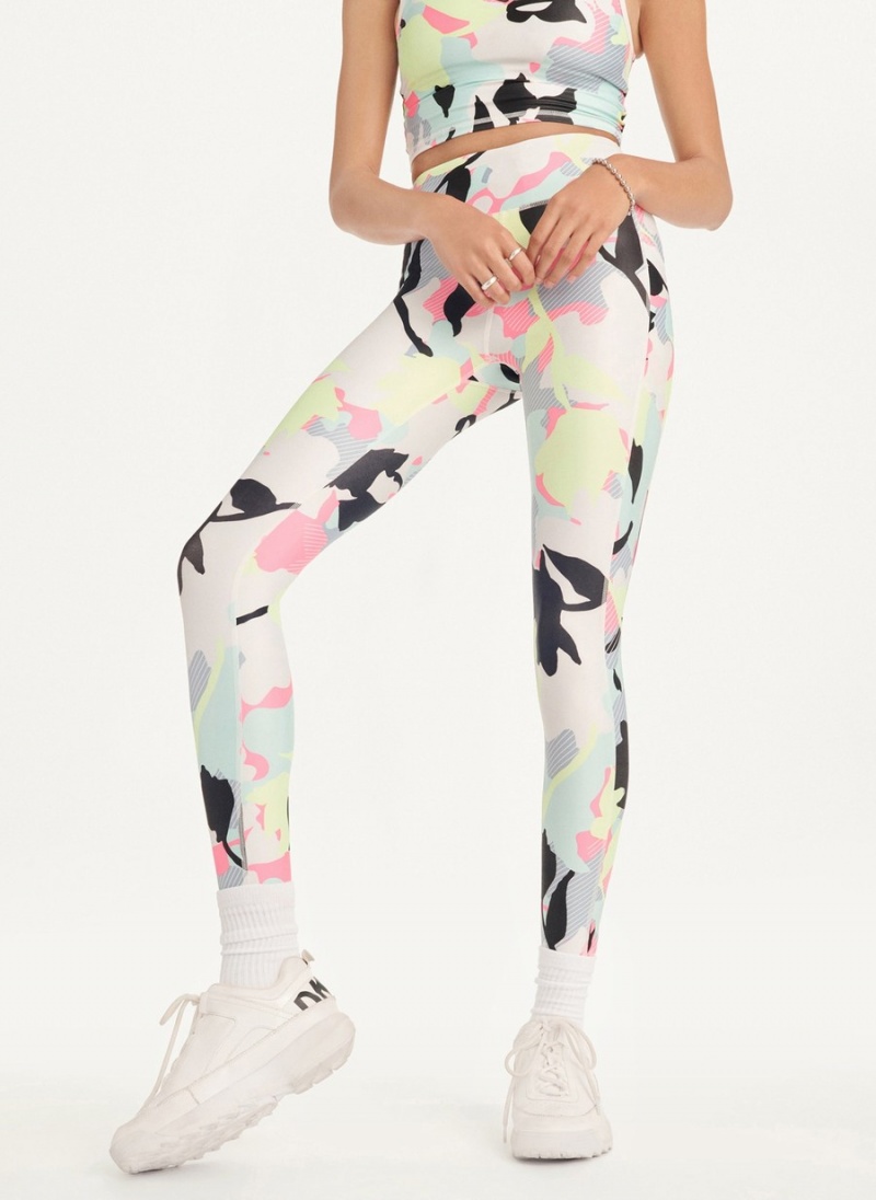 Multicolor Dkny Camo Floral Print High Waist With Pocket Women's Leggings | E9221996