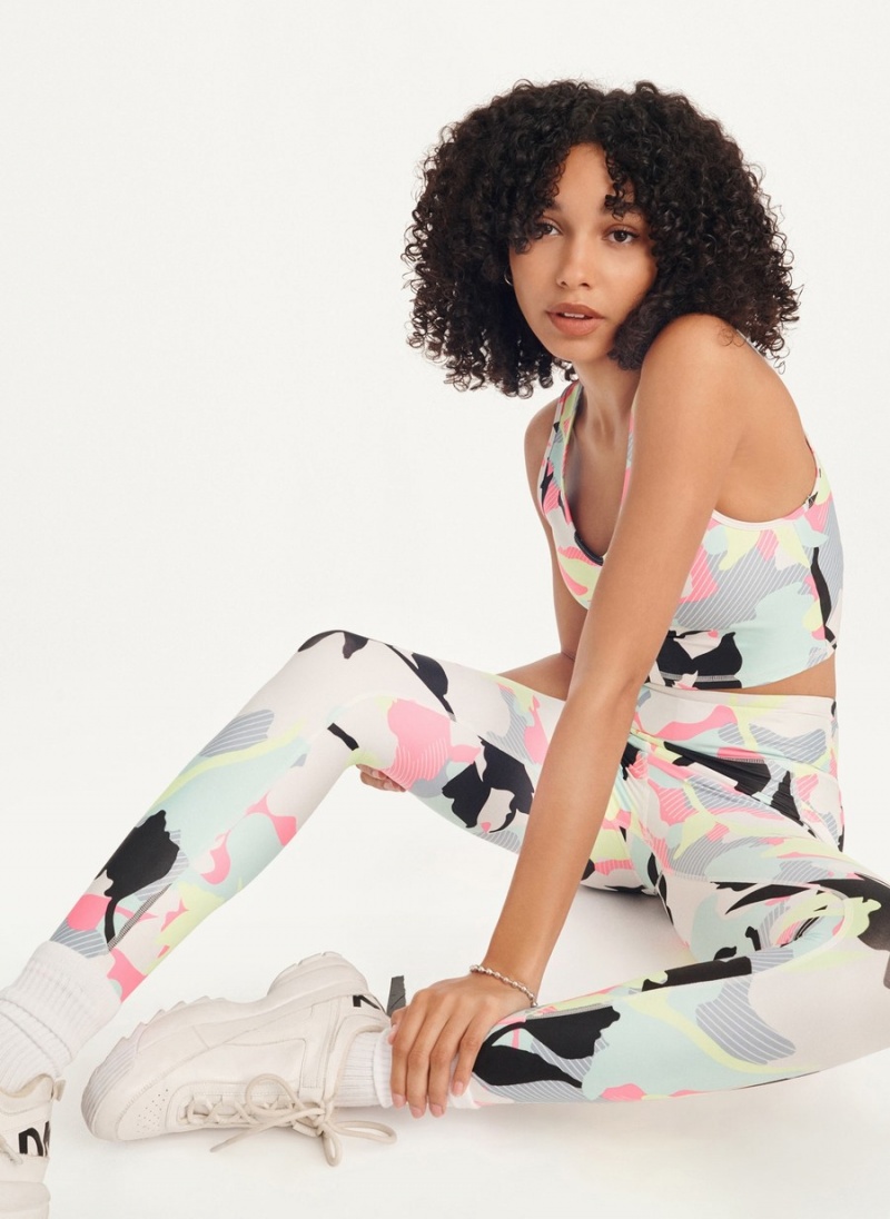Multicolor Dkny Camo Floral Print High Waist With Pocket Women's Leggings | E9221996