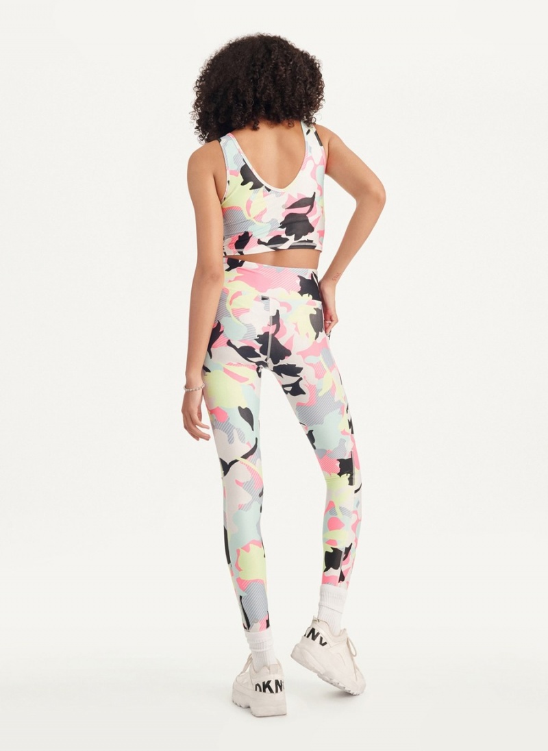 Multicolor Dkny Camo Floral Print High Waist With Pocket Women's Leggings | E9221996