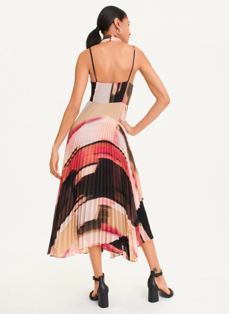 Multicolor Dkny Pleated Halter Women's Dress | C2689342