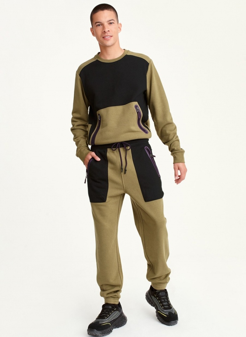 Olive Dkny Pull On Colorblock French Terry Men's Pants | R1597010